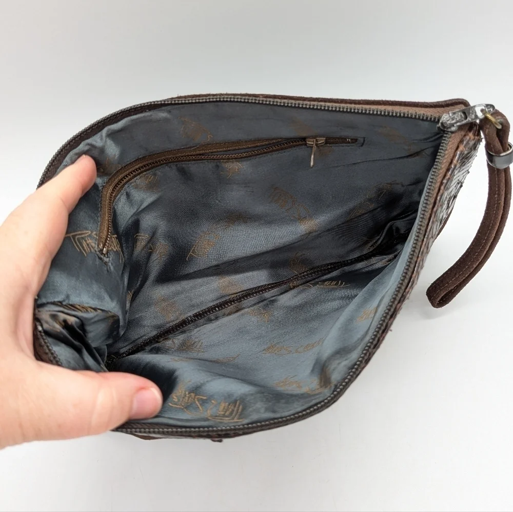Vintage Ruth Saltz Brown Suede Clutch Bag Purse